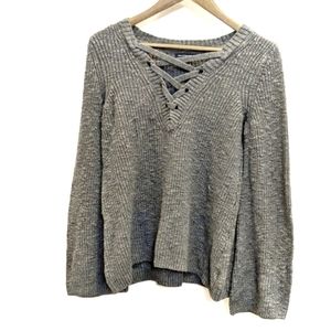 American Eagle Wide Sleeve Lace Up Sweater Medium